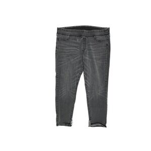 Boutique Plus Womens 24W Pull On Skinny Jeans‎ Black Faded Stretch Cut Slit Hem